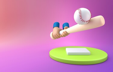 Isolated Playing Baseball. 3D Illustration
