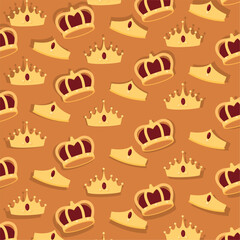 Seamless pattern background with golden crowns Vector
