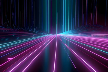 3d render, abstract background. Cyber space/Laser show/Futuristic wallpaper