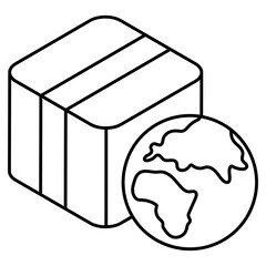 A flat design icon of global parcel  