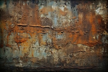 Distressed Grunge Metal Texture Wall: Vintage Iron Steel Pattern Background. Generative AI