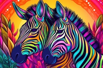 Obraz premium African animal pattern in watercolor with a smooth zebra effect. Generative AI