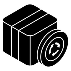 Parcel recycling icon, editable vector 