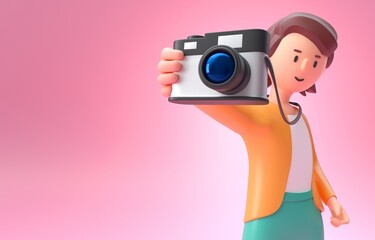 Isolated Photo Camera. 3D Illustration