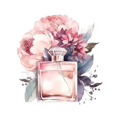 Watercolor perfume. Illustration AI Generative