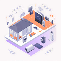 Obraz premium smart home with interconnected devices such as security cameras thermostats and smart speakers, made with AI