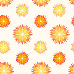 Seamless pattern of hand drawn doodle Dalia flowers on isolated background. Design for springtime, Mother’s day, Easter celebration, scrapbooking, nursery decor, home decor, paper crafts.