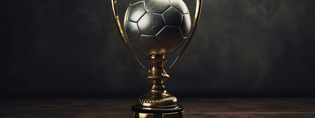 soccer, ball, football, sport, cup, trophy, gold, isolated, award, competition, game, world, goal, globe, prize, white, object, champion, winner, play, achievement, success, symbol, generative ai - obrazy, fototapety, plakaty