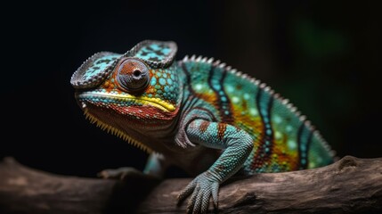 Obraz premium Colored chameleon, bright colors. Generative AI