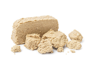 Crushed sweet halva on white background