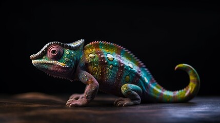 Colored chameleon, bright colors. Generative AI