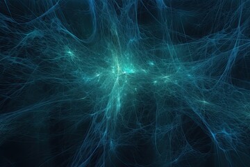 Futuristic Network Art: Blue Conceptual Model of an Electrical Lightning Fractal Wallpaper: Generative AI