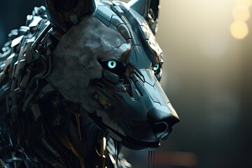 Robotic Wolf's Futuristic Evolution: The Wild Animal Warrior of a Modern Digital Age, Generative AI