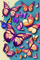 Butterflies and Flowers vector illustration - generative ai
