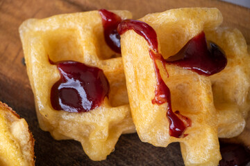 waffle with blackberry jam 