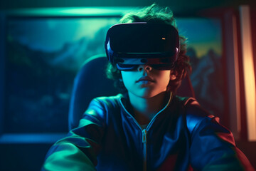 AI generated, Kind mit VR Brille
