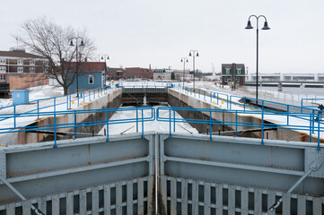 De Pere Lock On Fox River Frozen Over In January