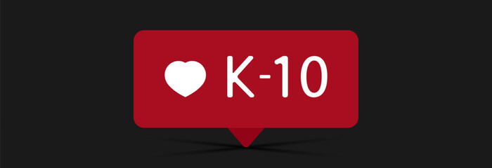 10000 likes of red and small heart side, vector illustration on black background.