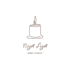 A candle in a stylish continuous line. Holiday or religious symbol.