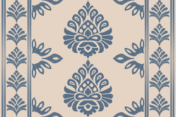 Ethnic pattern. Kerchief Pattern. Silk neck scarf. Bandana Print. Headscarf. Floral vintage style. Indonesian batik. Textile, Fabric, Tile, Clothing. Tribal texture. Vector. Blue, Red, Gold, Yellow.