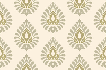 Ethnic pattern. Kerchief Pattern. Silk neck scarf. Bandana Print. Headscarf. Floral vintage style. Indonesian batik. Textile, Fabric, Tile, Clothing. Tribal texture. Vector. Blue, Red, Gold, Yellow.