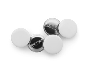 Blank white badges on white background