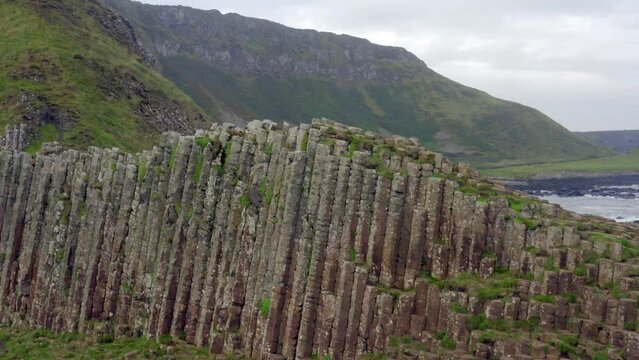 The Hexagonal Basalt Rock Formation of Giant's Causeway in Northern Ireland