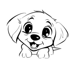 a cute little dog ready to play in vector art, for coloring
