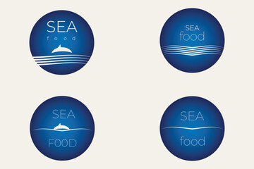 Vector set of blue  gradient sea food logo design