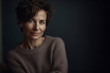 Portrait of a beautiful middle-aged woman in a sweater.