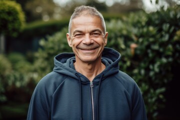 Portrait of a smiling senior man in a park looking at the camera