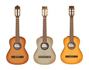 Obraz premium realistic wooden classic acoustic guitar isolated - 3d illustrator