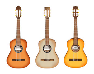 Naklejka premium realistic wooden classic acoustic guitar isolated - 3d illustrator