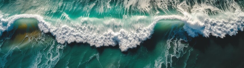 Beautiful ocean waves, top view. Generative AI