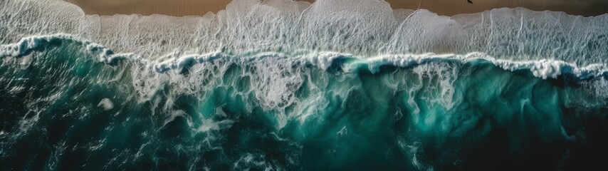 Beautiful ocean waves, top view. Generative AI