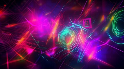 abstract background with neon lights and strange forms generated by AI