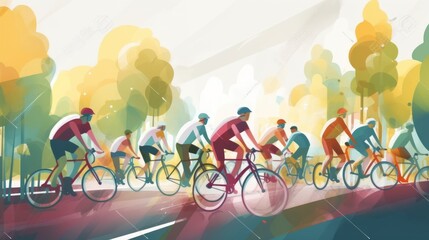 Tour de France, bicycle race, sport, vector illustration. Generative AI