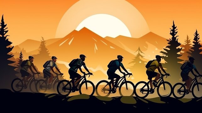 Tour de France, bicycle race, sport, vector illustration. Generative AI