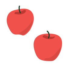 ふたつの真っ赤なりんごのイラスト
