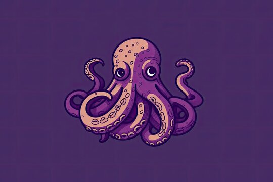 purple octopus on a white background. Generative AI