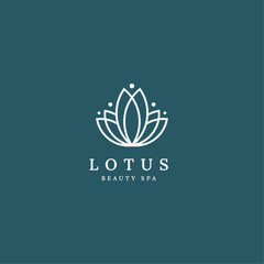 Vector Logo Illustration Lotus Line Art Style.