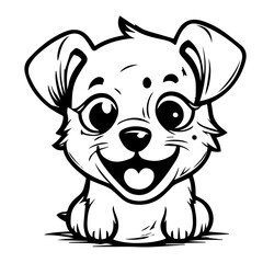 a cute and friendly puppy smiling in vector art, for coloring