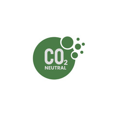 Carbon neutral logo. Emission free modern sign.