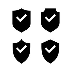 Shield check mark icon vector illustration. Protection approve sign. Insurance icon