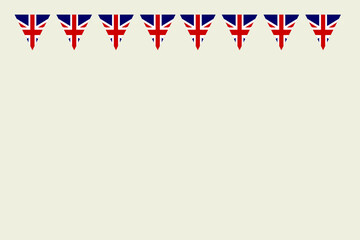 Union Jack flag bunting border Coronation celebration UK  garland background vector illustration