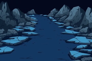 frozen river with icebergs. Generative AI