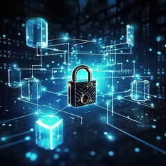 lock and key security. cyber security network, data protection technologies are all examples of this. To protect against cybercrime, online internet access must be approved, generative ai