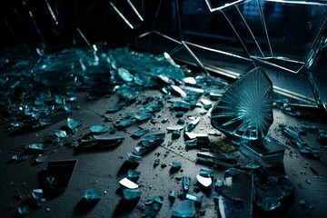 Broken glass, background with selective focus. AI generated, human enhanced