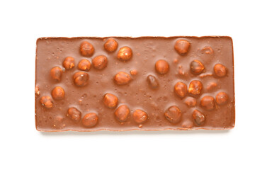 Sweet tasty chocolate with nuts on  white background