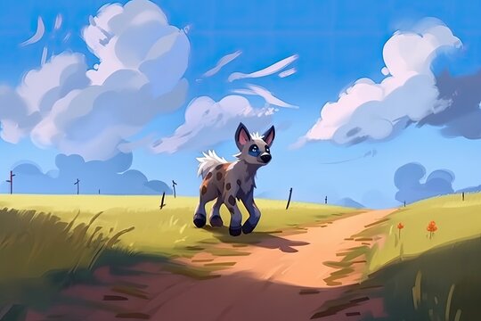 friendly canine strolling on a rural pathway. Generative AI